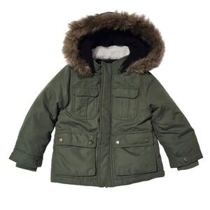 Carter's Kids Green Fur Hood Parka‎ Jacket Winter Coat Size 3T